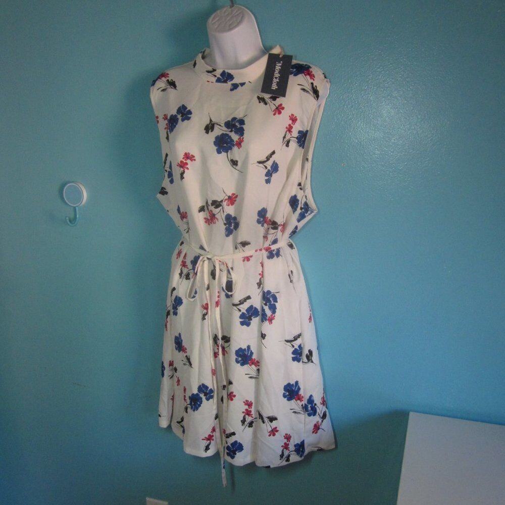 NEW! Modcloth Womans 3X Dress Summer Sleeveless Cream Floral Party